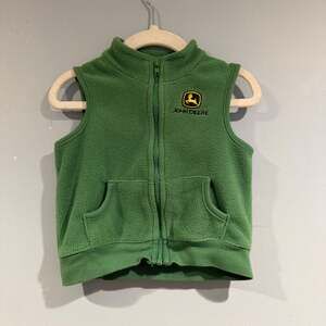 John Deere Toddler Green Sleeveless Vest Jacket Cotton JD Baby Zip Up